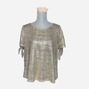 Emi & Joe Metallic Keyhole Gold Women's Top size XL